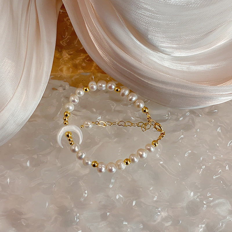 Jewel Hut Freshwater Pearl Crescent Bracelet