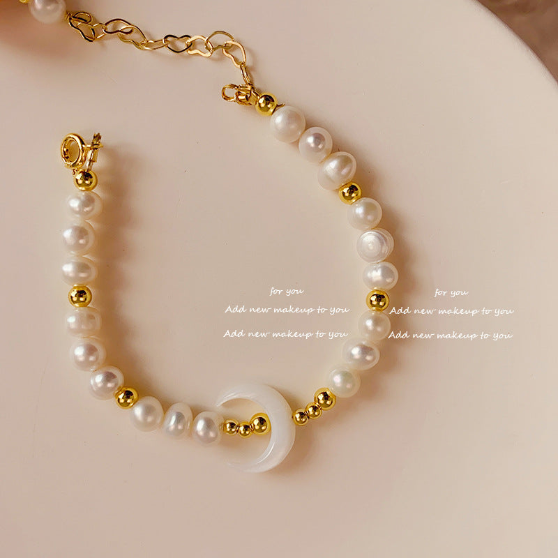 Jewel Hut Freshwater Pearl Crescent Bracelet