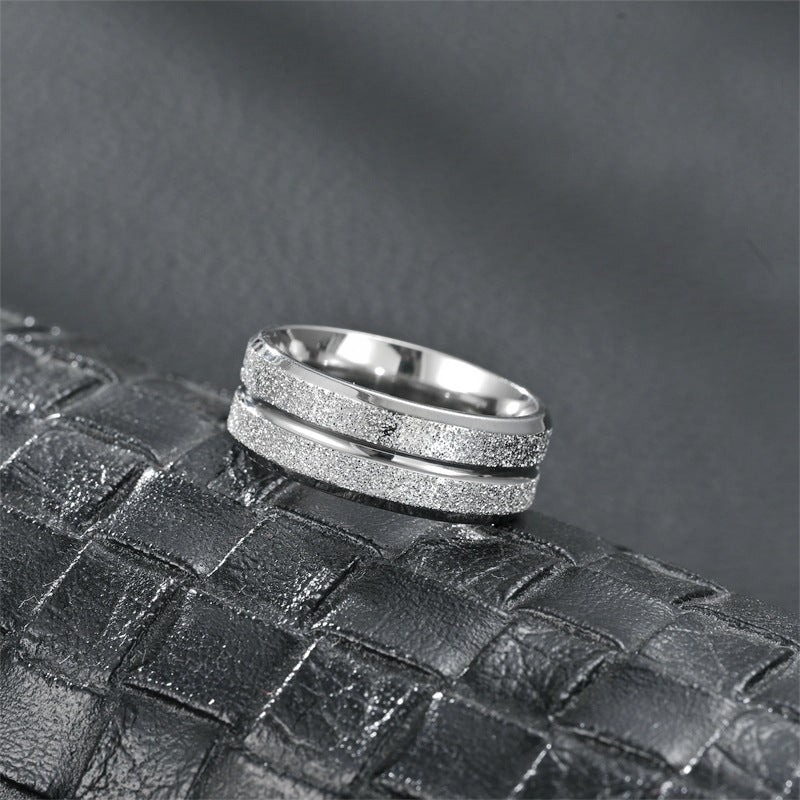 Jewel Hut Silver Frosted Groove Ring