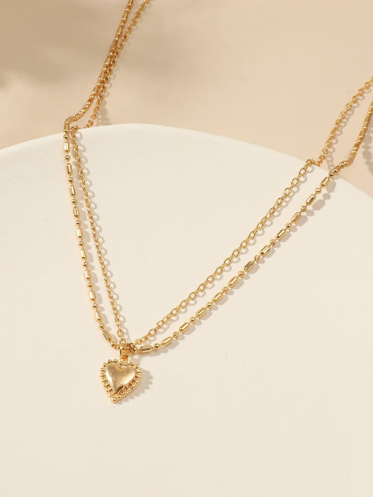 Jewel Hut Heart Charm Layered Necklace